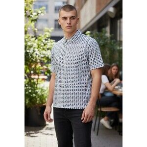 NWOT Mizzen + Main Versa Polo Mens M Patriot Print Moisture Wicking Golf Shirt